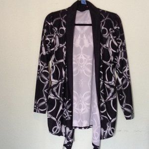 Noble Pony Cardigan / Shrug.  Equestrian themed,  black and white bit design